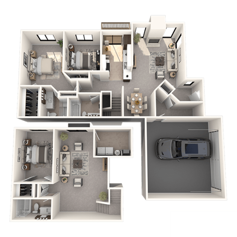 Floor plan for 3 beds, 3 baths, 2250 sqft